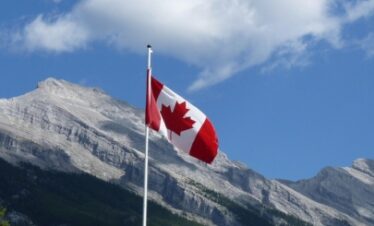 Canadian Flag & Mountains