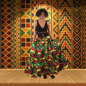 Ankara Print Elastic Maxi Skirt