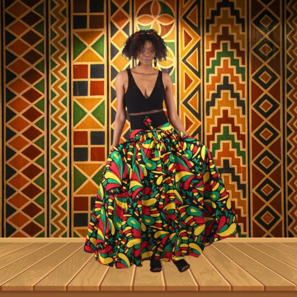 Ankara Print Elastic Maxi Skirt