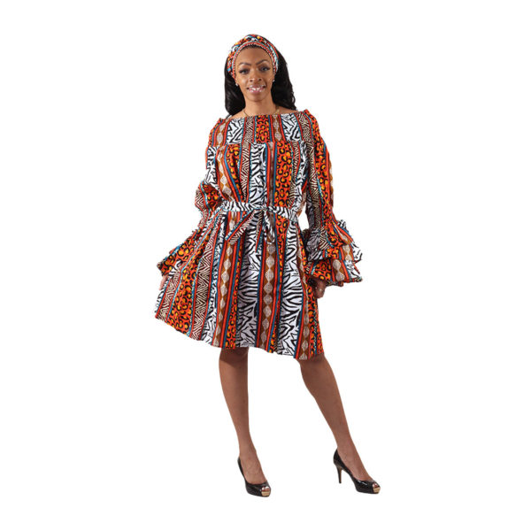 Ankara Print Off-Shoulder Dress