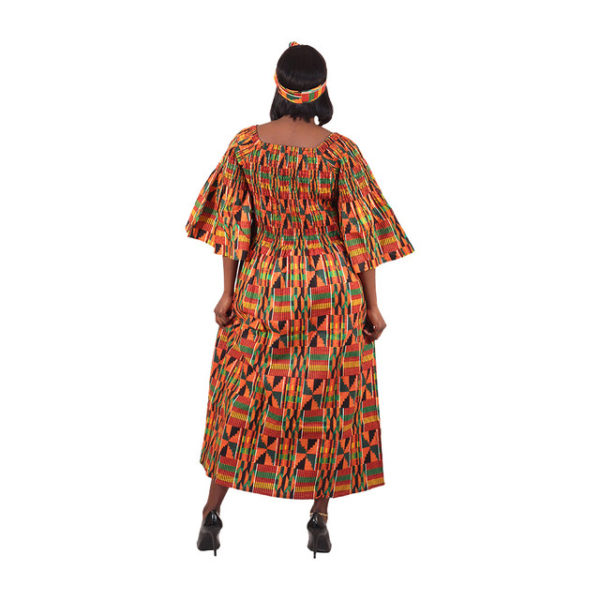 Kente Flare-Sleeve Stretch Top Dress