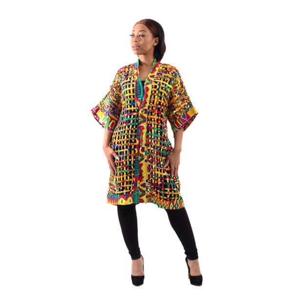 Kente Mesh Cape-Jacket