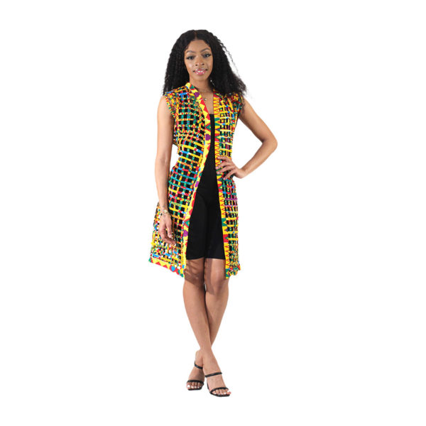 Kente Print Duster Vest