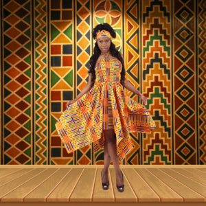 Kente Stretch-top Flare Dress