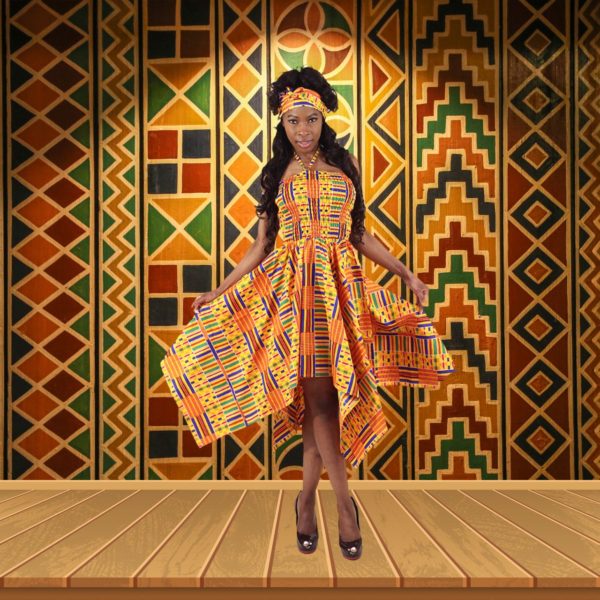 Kente Stretch-top Flare Dress