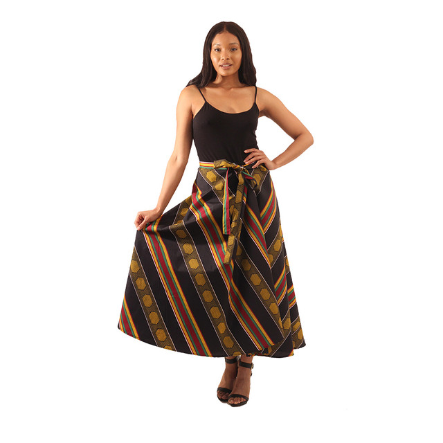 Kente Wrap Skirt – Black – Brock Tours & Travel