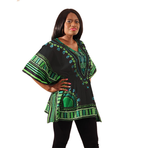 Traditional Elastic Dashiki Green