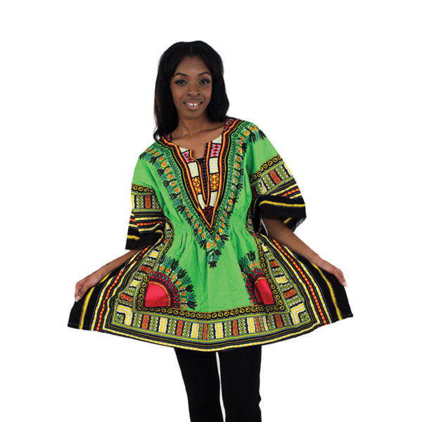 Traditional Elastic Dashiki Lime