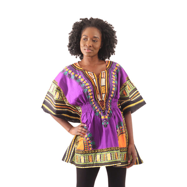 Traditional Elastic Dashiki Purple