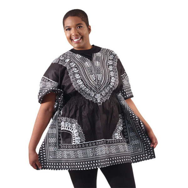 Traditional Elastic Dashiki Black