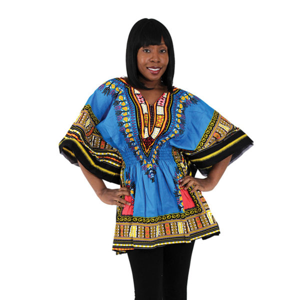 Traditional Elastic Dashiki Light Blue