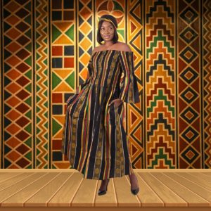 Kente Flare-Sleeve Stretch Top Dress