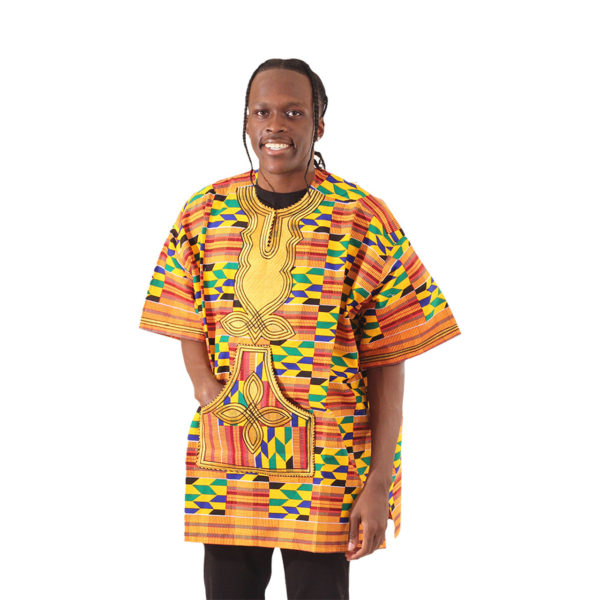 Luxurious Embroidered Kente Dashiki