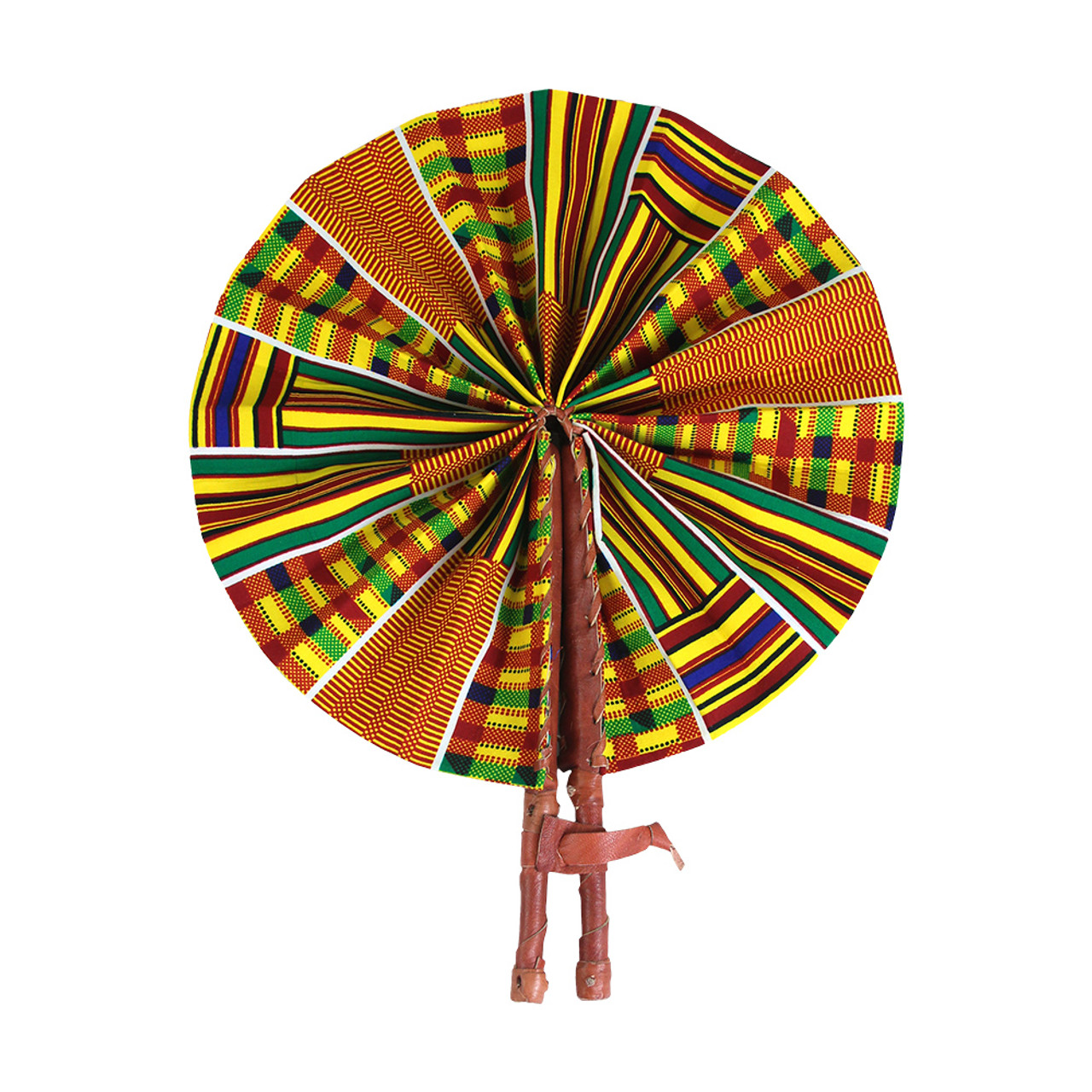 Kente Leather Folding Fan - Image 3