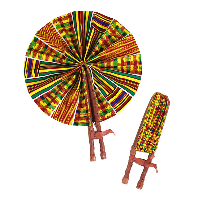 Kente Leather Folding Fan - Image 2