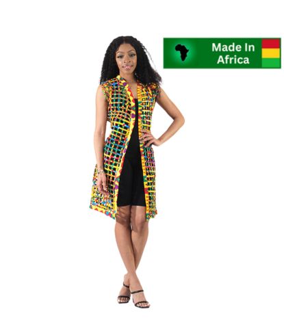 Kente Print Duster Vest
